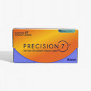 A 27-pack of Precision 7 For Astigmatism contact lenses by Precision features advanced SMARTSURFACE Technology. The box is orange and purple with bold text on a clean white background.