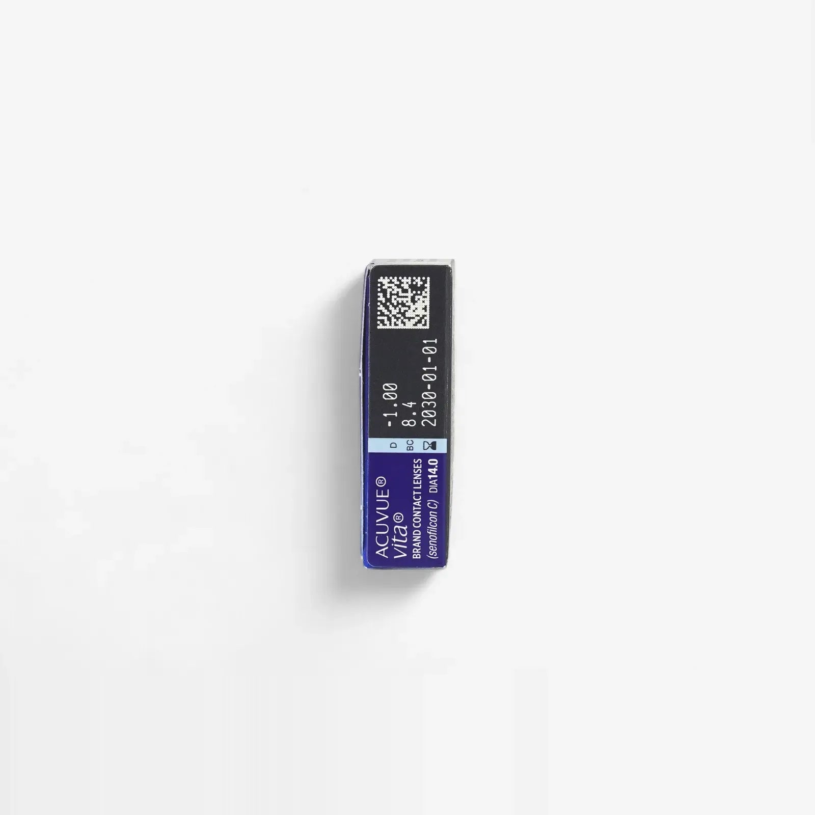 A single contact lens blister pack labeled Acuvue Vita - 6 Pack by Acuvue rests on a white background, showing product and prescription details in blue and black text.