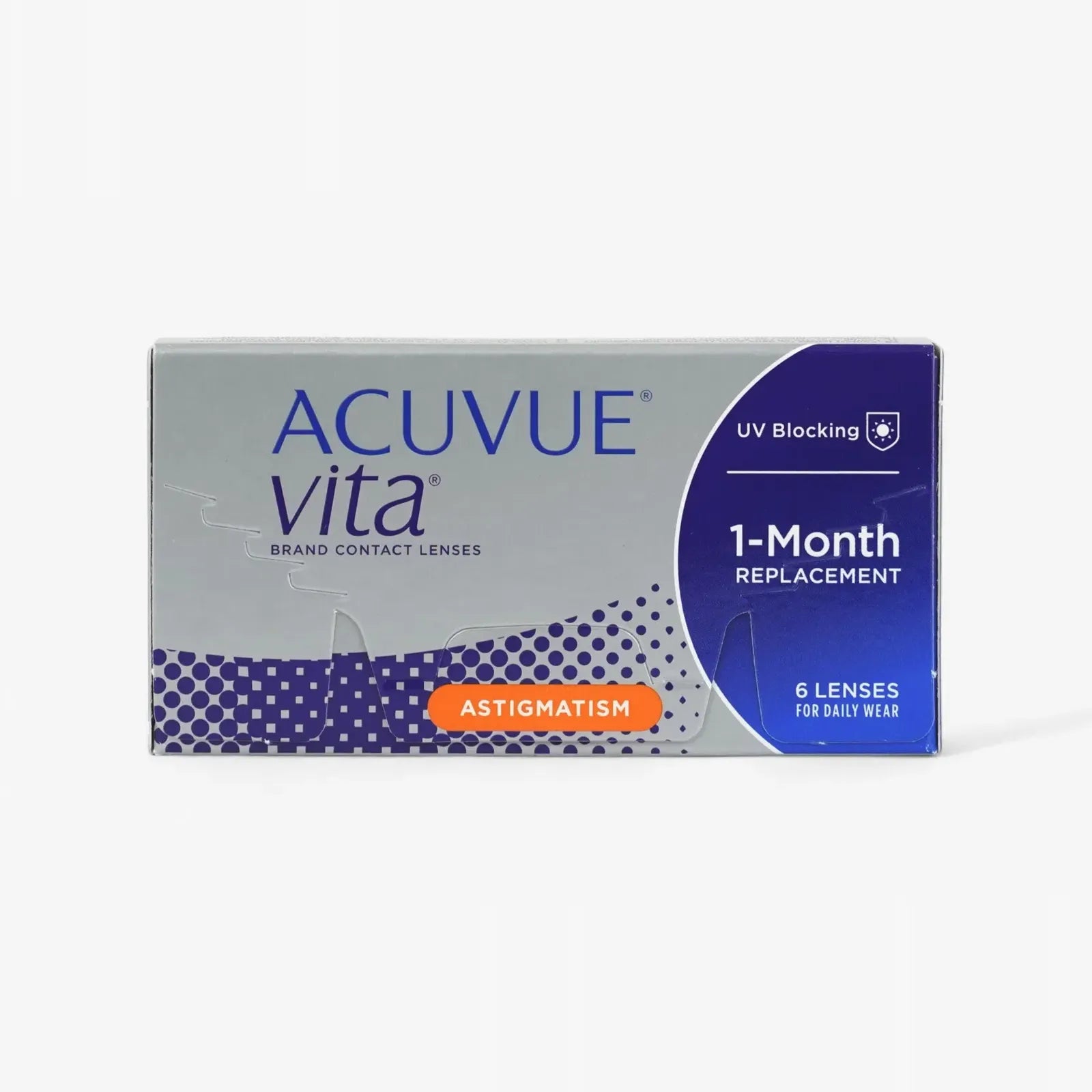 Acuvue Vita For Astigmatism - 6 Pk by Acuvue offers 1-month replacement lenses with UV blocking. Each box contains 6 daily wear contacts for comfortable, clear vision. Shop online for convenience!.
