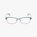 The Liz Claiborne L655 eyewear features a lightweight frame with thin black rectangular rims and light blue and white patterns on the upper rims and arms, displayed against a plain white background.