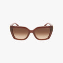 The Coach HC8408U oversized square sunglasses feature thick brown frames and premium gradient lenses for superior protection, displayed against a plain white background.