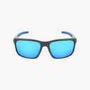 The Callaway LEGENDARY sunglasses feature a black rectangular frame with bright blue mirrored lenses, shown facing forward on a plain white background, blending classic style and advanced protection.