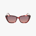 The XOXO PINK SAND stylish cat-eye sunglasses feature a red tortoiseshell frame and gradient lenses, showcased against a plain white background.