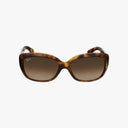 The Ray-Ban RB4101 JACKIE OHH sunglasses feature chic square brown tortoiseshell frames and gradient brown lenses, shown from the front on a white background. Explore this lightweight design and more Ray-Ban eyewear online.