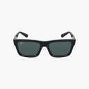 The Ray-Ban RB4396 WARREN are black rectangular sunglasses with dark green lenses, offering stylish sun protection. A subtle logo appears on the top left of the right lens. These classic, slightly thick frames are shown on a white background.