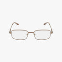 Precision 102 rectangular eyeglasses with thin brown metal frames and clear progressive lenses, shown front-facing against a white background.