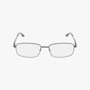 The Precision 143 features rectangular eyeglasses with a modern, durable metal frame and clear prescription lenses, shown against a plain white background.