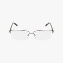 Precision 152 rectangular, semi-rimless eyeglasses feature a durable frame with slim metal rims and clear lenses for a sleek modern look, showcased on a plain white background.