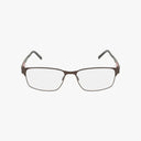 Precision 155 rectangular eyeglasses feature a sleek, thin dark metal frame and clear lenses, ideal for daily wear. Displayed on a plain white background.