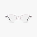 The Precision 500 eyeglasses feature lightweight, rimless frames in thin light purple metal with gray temple tips, shown against a plain white background.