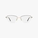 The Precision 501 features rectangular, semi-rimless eyeglass frames with a durable build, slim metallic details, and black temple arms, showcased on a plain white background.