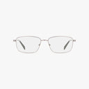 Precision’s 163 eyeglasses feature a rectangular silver metal frame with clear lenses, combining lasting elegance and vision benefits, displayed front-facing on a plain white background.
