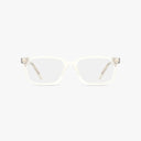 The CNBCN 116 eyeglasses feature clear rectangular frames and transparent lenses with a subtle, light-tinted finish, creating a modern minimalist look that stands out against a plain white background.