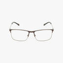 Champion CU4015 rectangular eyeglasses feature a thin brown metal frame, silver lower rims, and black temple tips for a contemporary look, elegantly displayed on a white background.