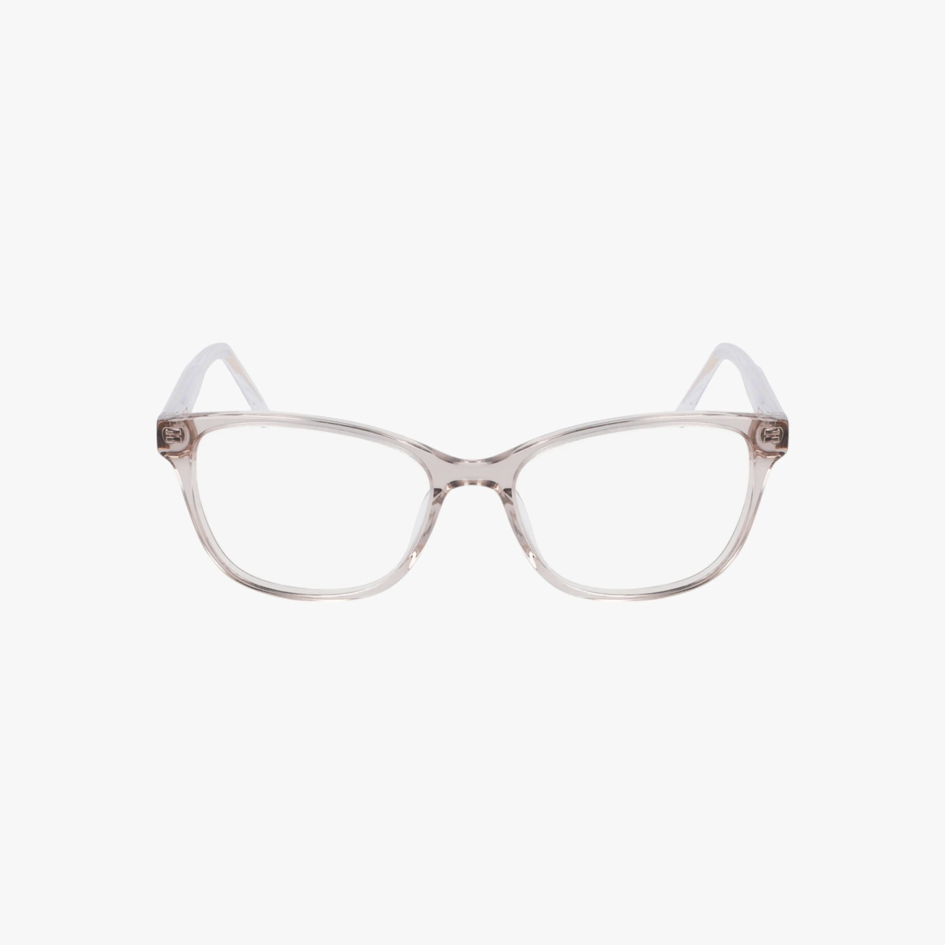 Nine West NW5216 eyeglasses feature clear, transparent prescription lenses in a rectangular shape with slightly rounded edges and a minimalist frame, displayed front-facing on a plain white background.