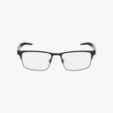 Black rectangular Nike 8154N eyewear with clear lenses, a sleek metal frame, and textured dark arms, displayed on a plain white background.