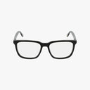 A pair of black Nike Kids 5056 rectangular eyeglasses with clear lenses, shown front-facing on a white background—an adaptable eyewear frame that's ideal for fitting Transitions lenses.