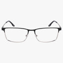 The Columbia C3041N features rectangular black and silver metal frames with clear lenses and black plastic-coated temple tips, offering a timeless look against a plain white background.