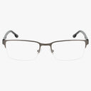 Columbia C3047N semi-rimless eyeglasses feature a thin, dark metallic top frame and clear blue light lenses—stylish and modern eyewear displayed on a plain white background.