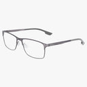 The Columbia C3038N eyeglasses feature a rectangular silver metal frame with thin edges and adjustable nose pads, offering a bold design for everyday wear. Shown on a white background.