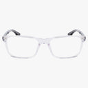 The Columbia C8036N features clear rectangular eyeglasses with transparent frames and black temple tips. Displayed front-facing on a white background, this luxury frame offers quality craftsmanship for style and comfort.