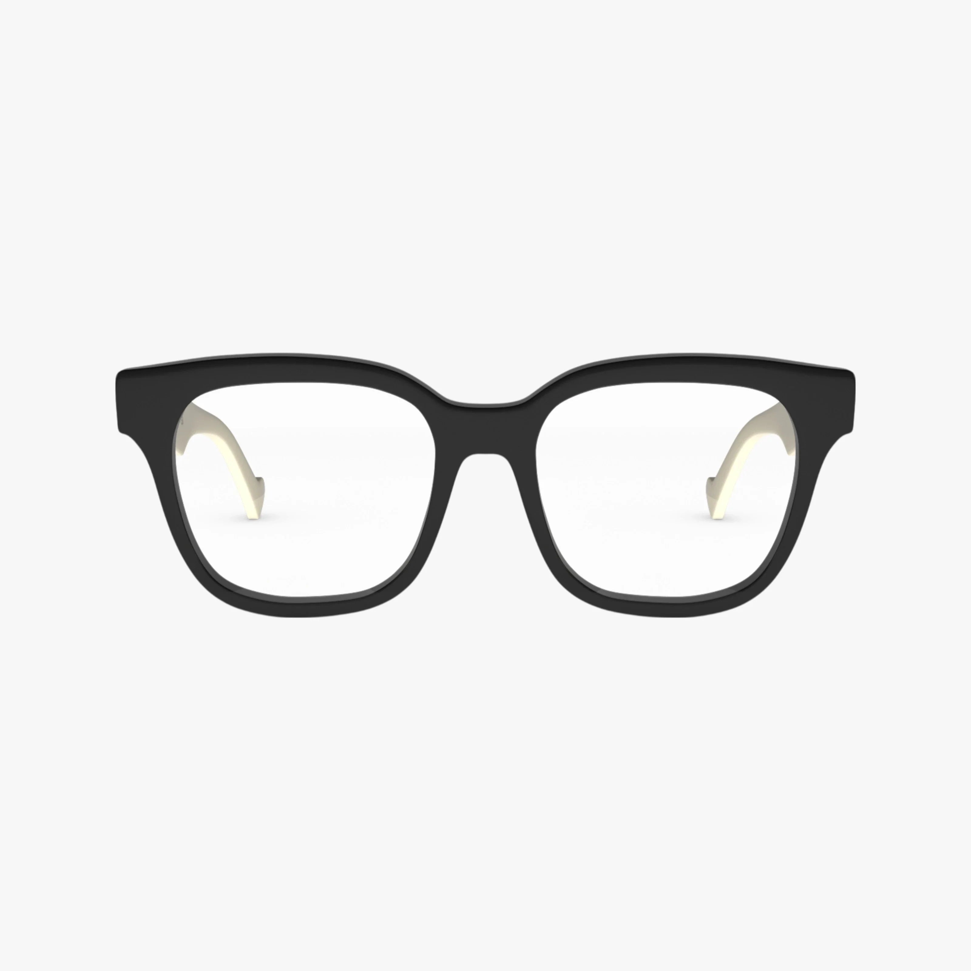 The Gucci GG0958O eyeglasses feature black rectangular frames with thick fronts and gently curved arms, shown on a plain white background—ideal for adding a fashion-forward touch to your everyday style.
