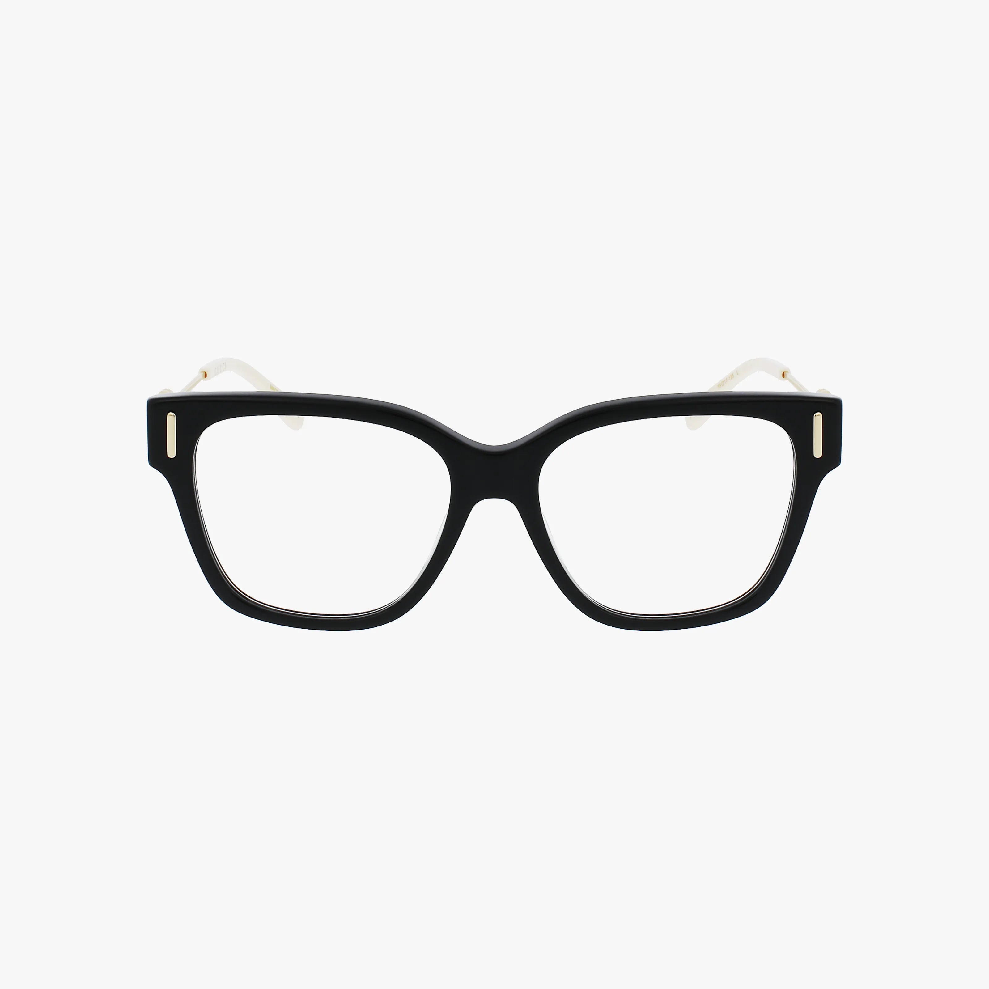 Gucci GG1204O eyeglasses feature black, thick-rimmed rectangular frames with slightly rounded edges, displayed from the front against a plain white background.