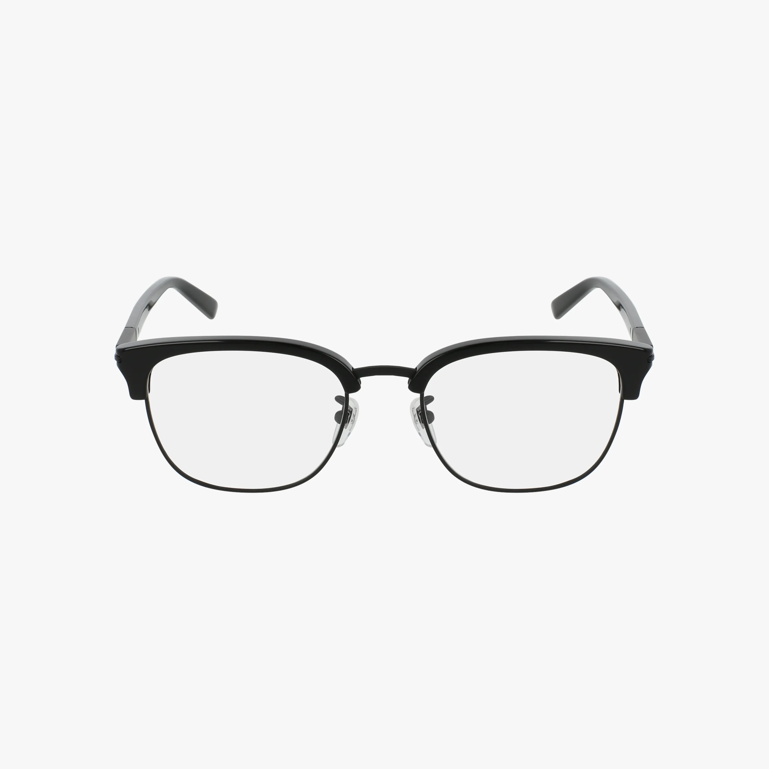 The Gucci GG1901OA is a pair of black, half-rim eyeglasses with a refined frame, clear lenses, and adjustable nose pads, shown on a white background.