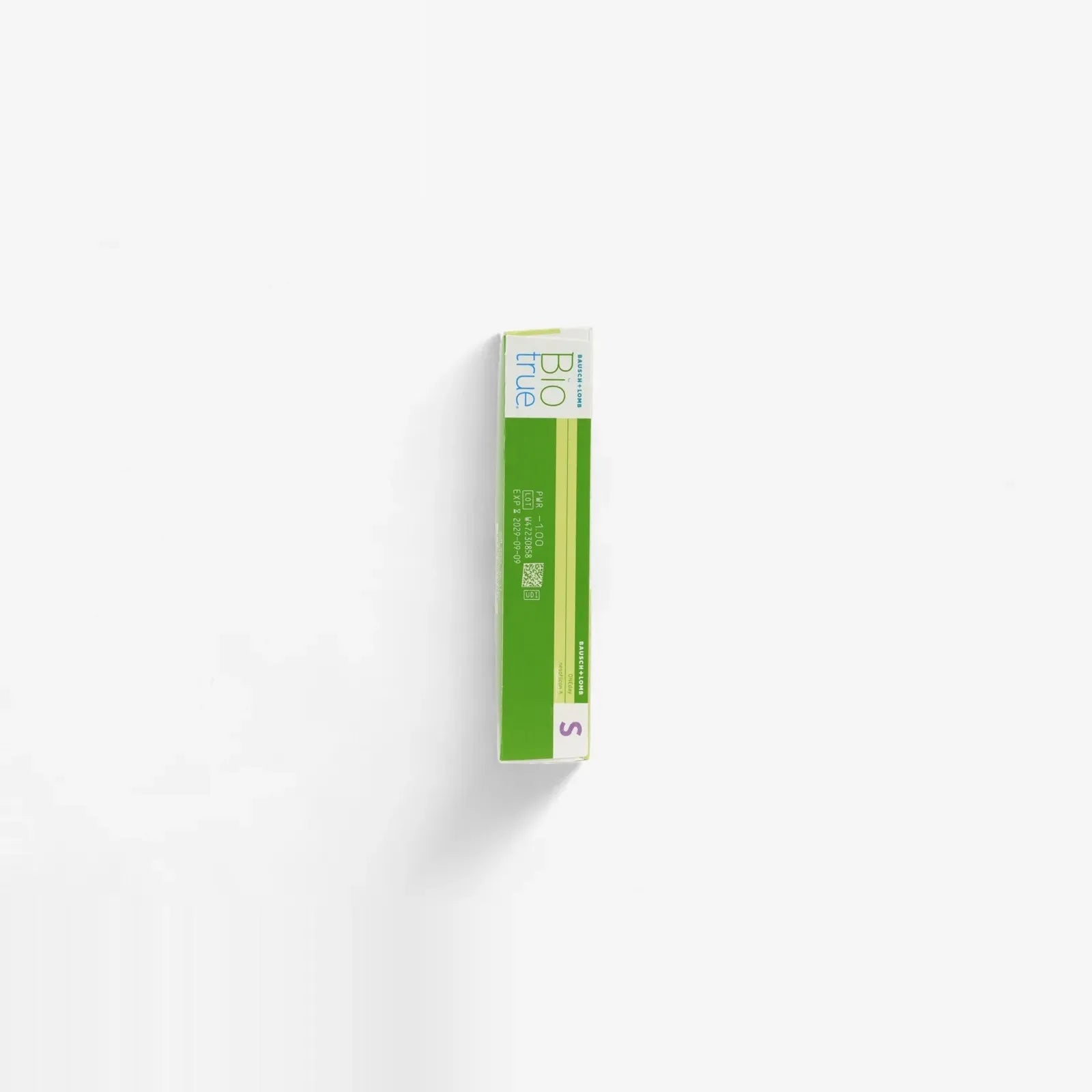 A green and white rectangular box labeled Biotrue Oneday - 90 Pack by Biotrue stands vertically against a plain white background, appearing to be packaging for daily contact lenses.