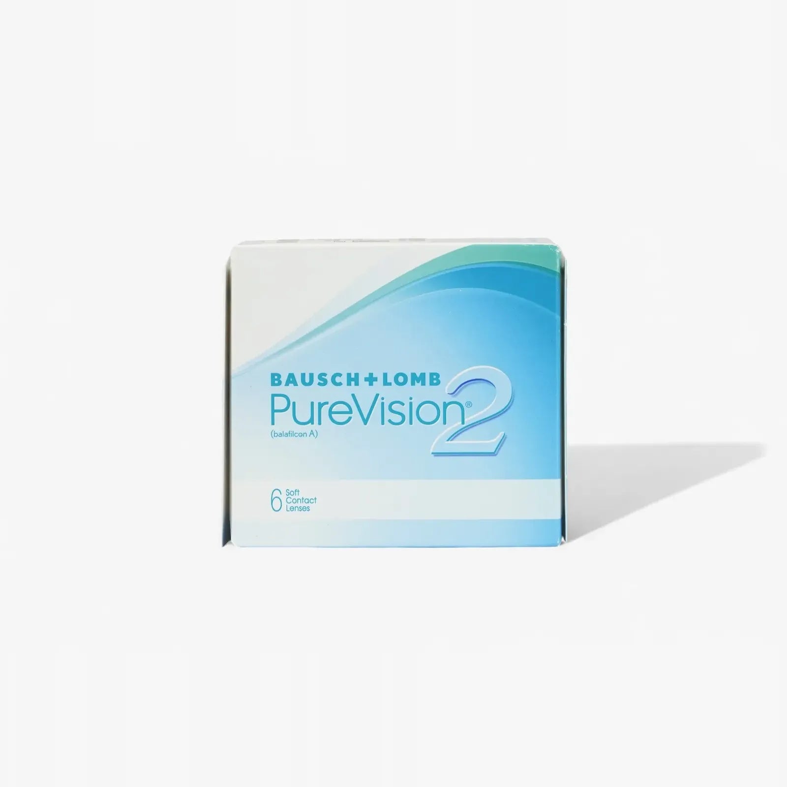 A box of Pure Vision Purevision 2 With HD Optics - 6 Pk contact lenses, labeled for 6 soft lenses.