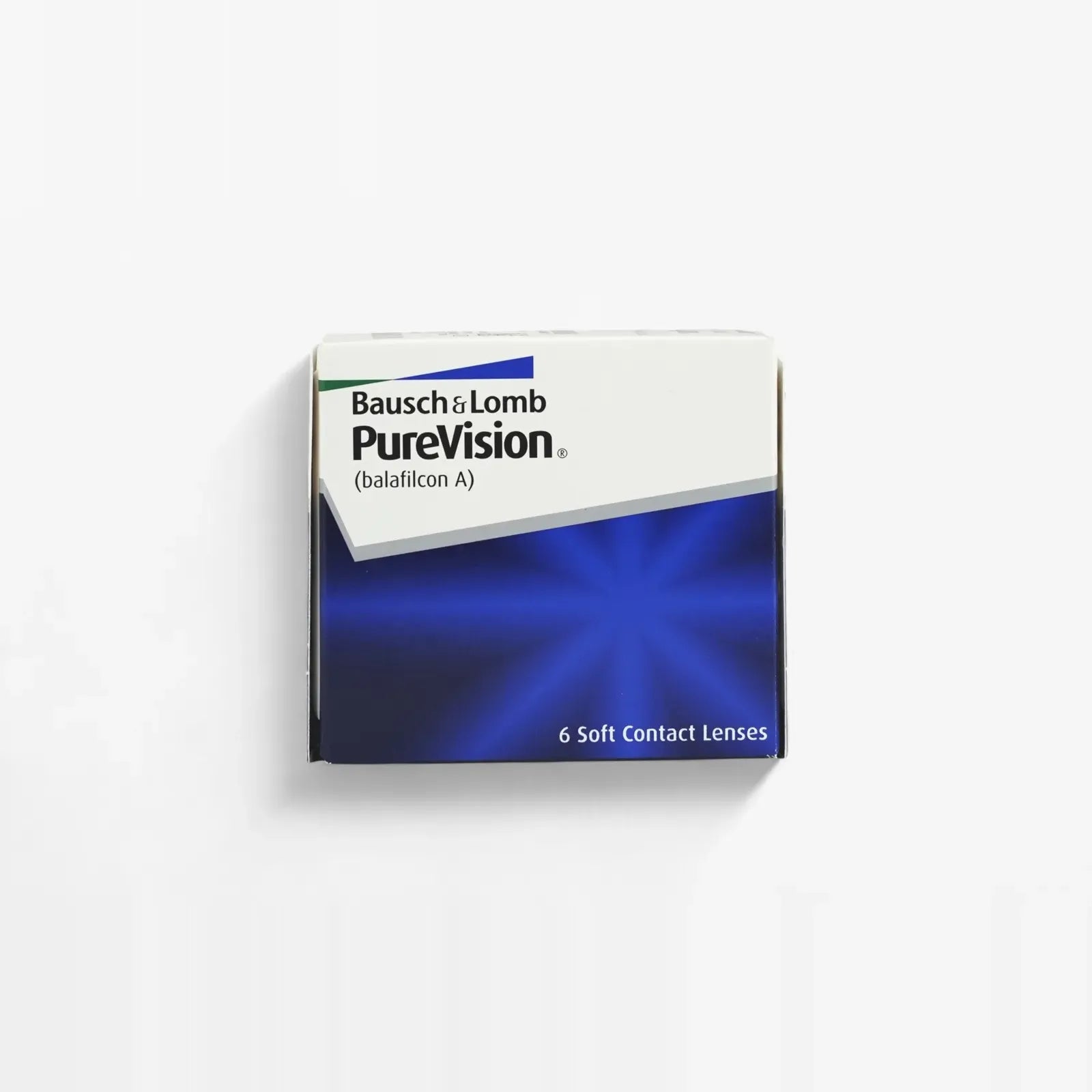The Pure Vision Purevision 6 Pack features 6 contact lenses designed for all-day comfort, packaged in a white and dark blue box.