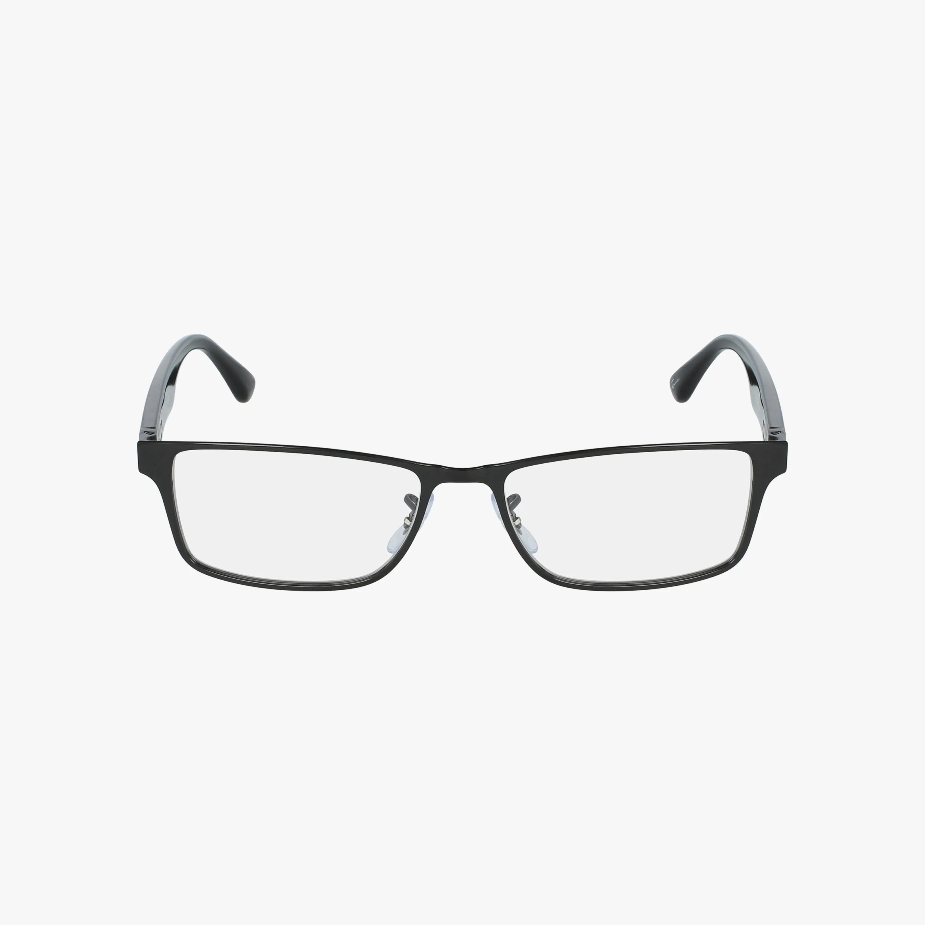 Ray-Ban RX6238 black rectangular eyeglasses with clear lenses and a lightweight frame, shown from the front on a plain white background.