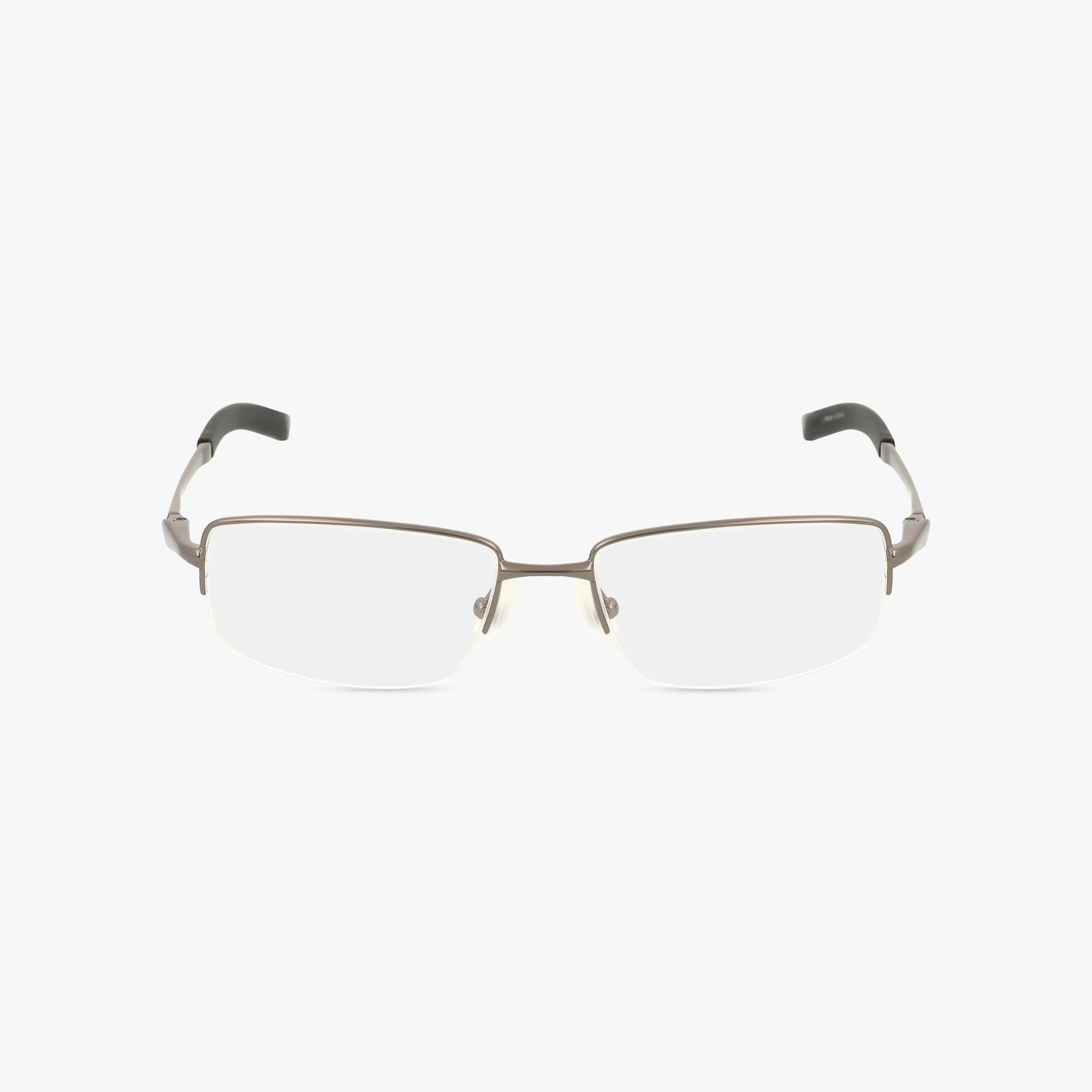 The Harley Davidson HD0365 eyeglasses feature a pair of rectangular, rimless frames with thin metal construction and black temple tips, shown against a plain white background.