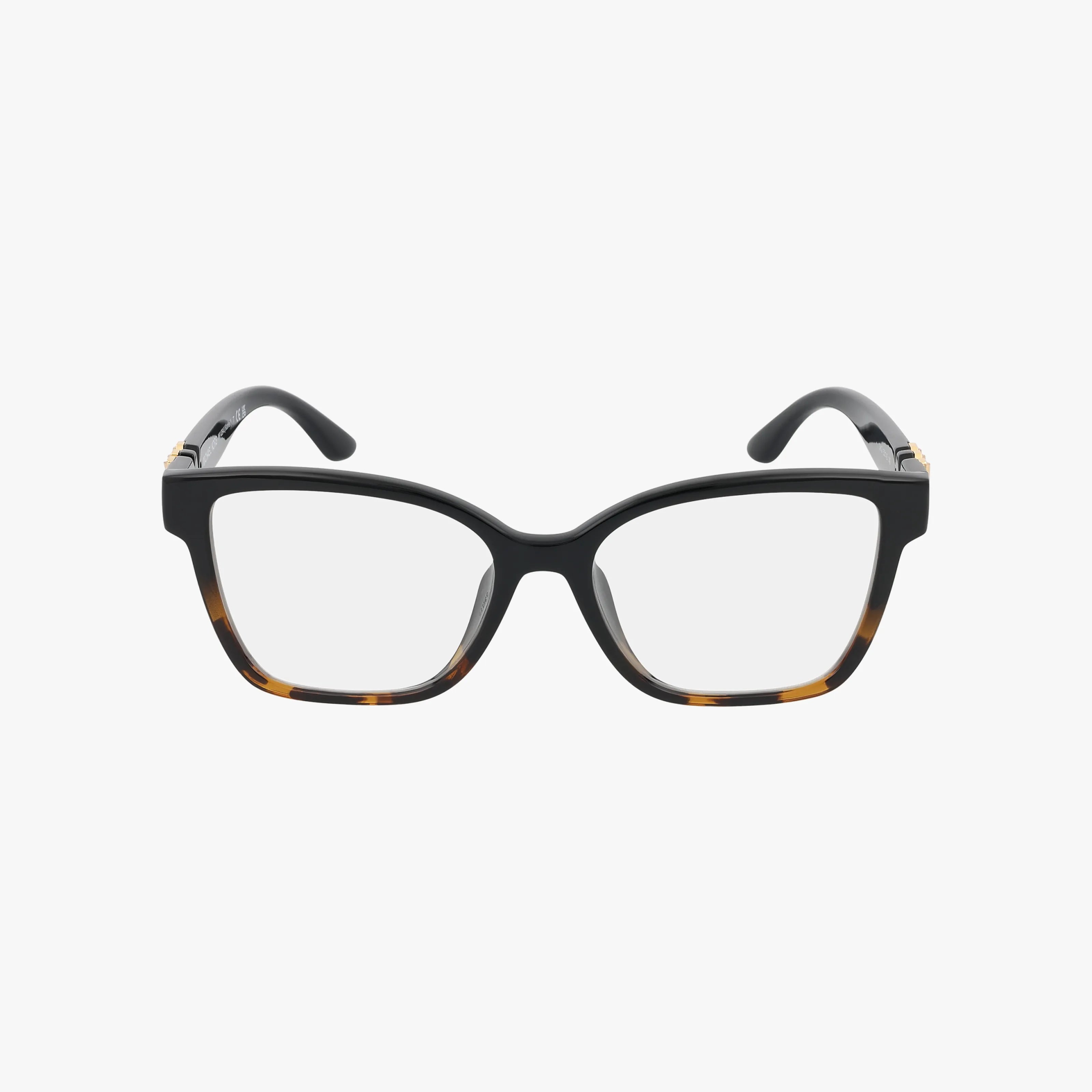 The Michael Kors MK4094U features black and tortoiseshell rectangular eyeglasses with a durable frame and clear lenses, displayed on a white background.