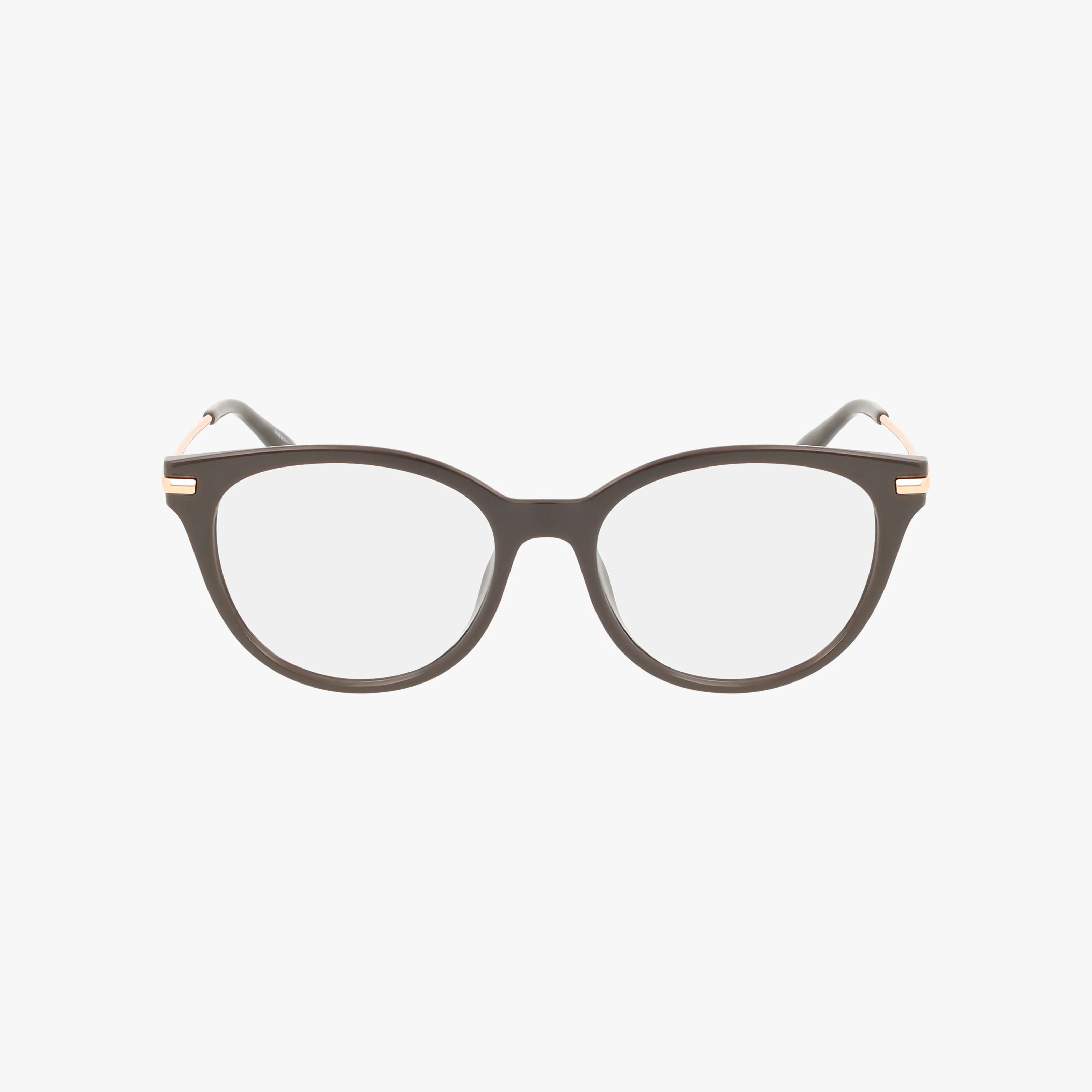 The Michael Kors MK4135U eyeglasses feature a bold black round frame with clear prescription lenses, viewed from the front on a white background. Subtle gold accents near the hinges add elegant detail to this standout eyewear style.
