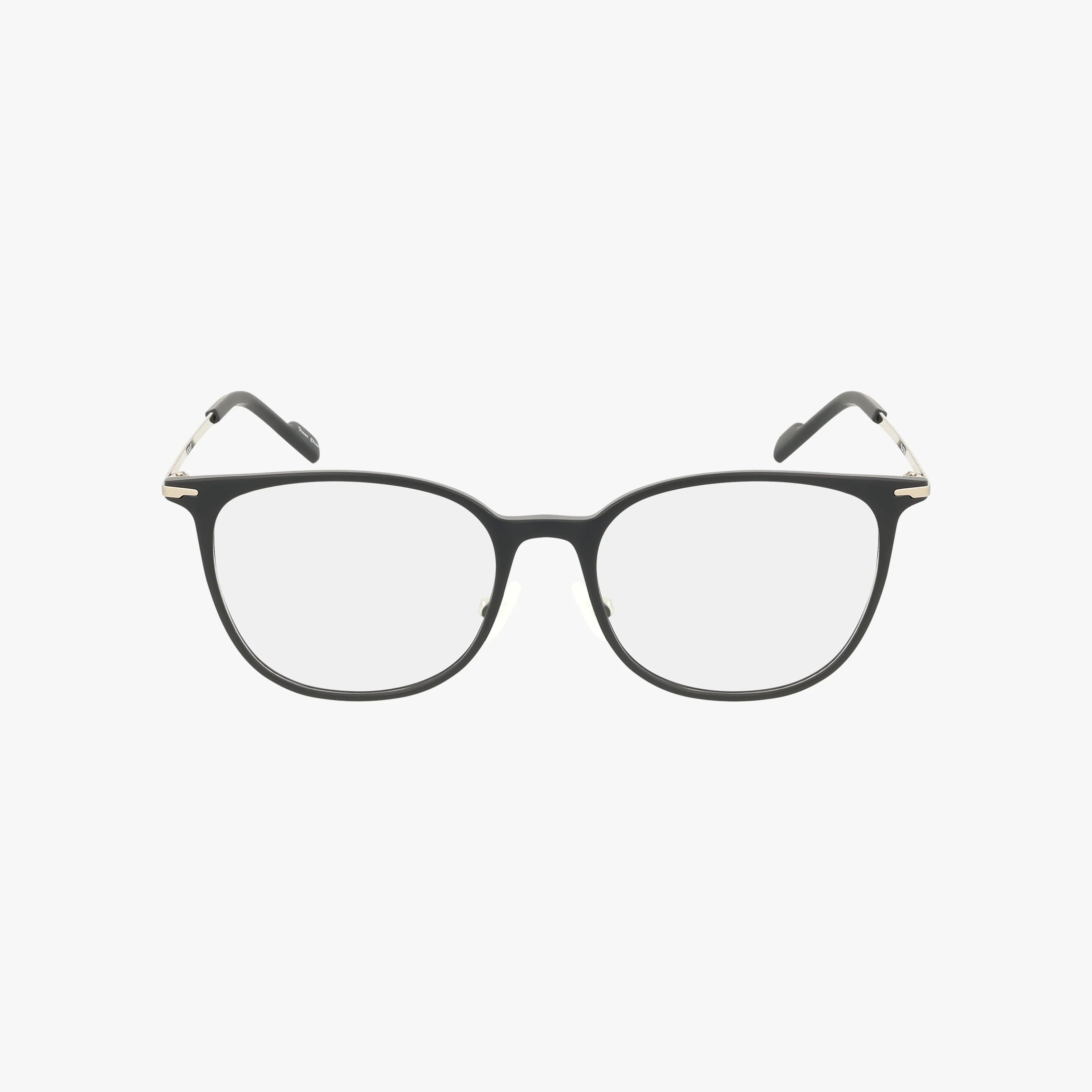 The Urban Specs MAGIC features black rectangular eyeglasses with clear lenses and gently curved arms, combining style and durability, shown on a white background.
