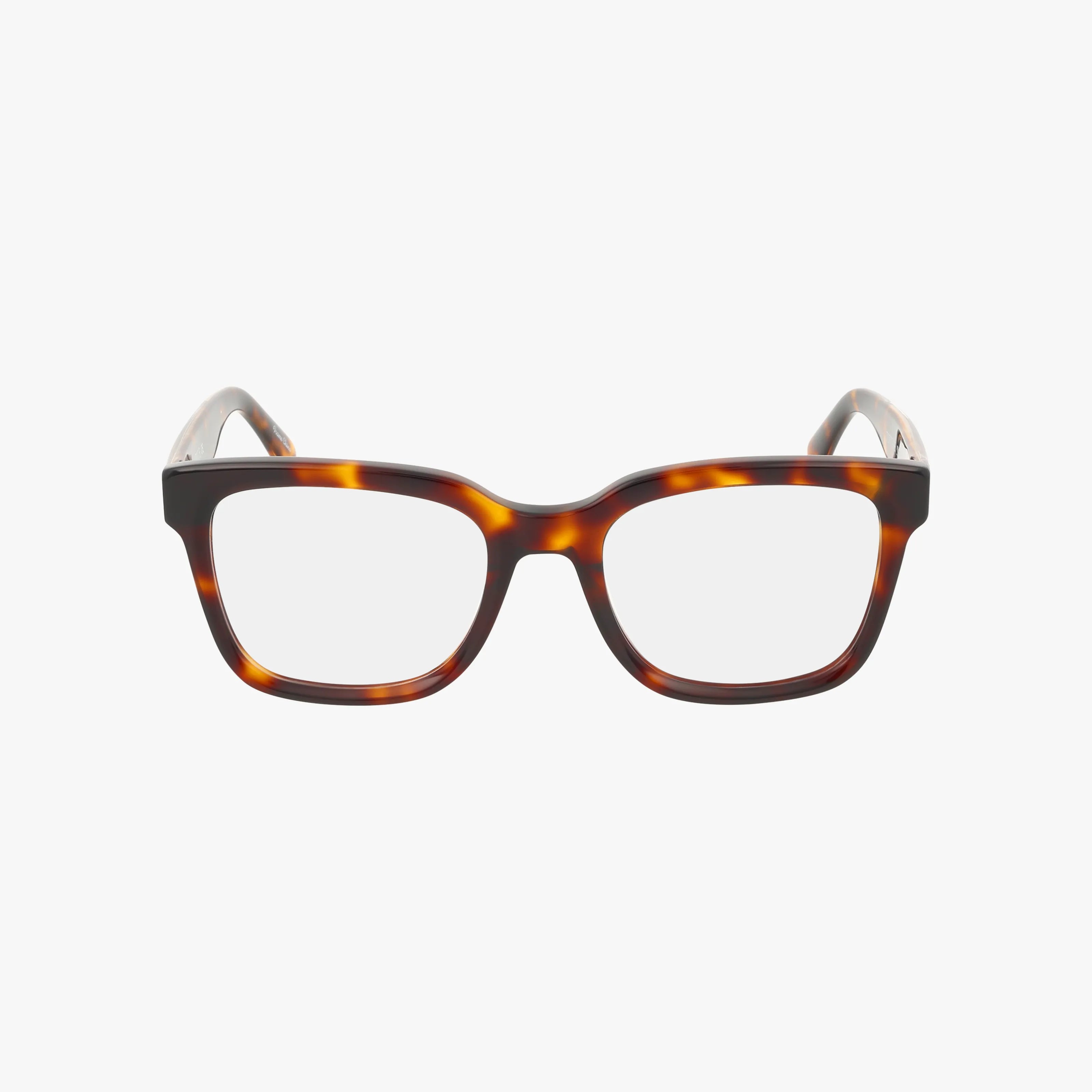 The HIPVUE eyeglasses by Urban Specs feature a rectangular, lightweight frame in brown tortoiseshell, shown against a plain white background.