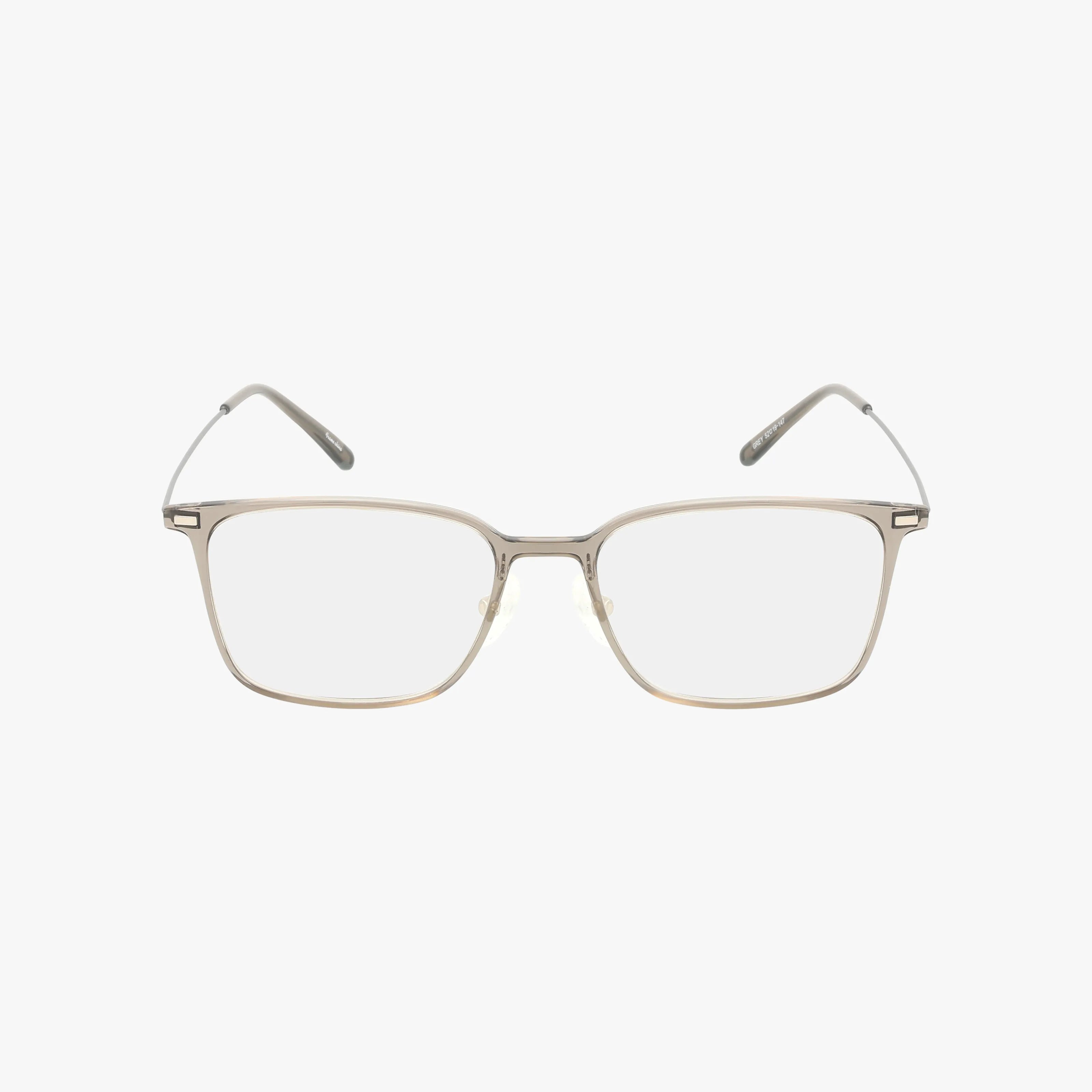 Urban Specs TI 27 eyeglasses feature a thin, metal rectangular frame with clear prescription lenses, adjustable nose pads, and straight arms with dark tips. Displayed on a plain white background.