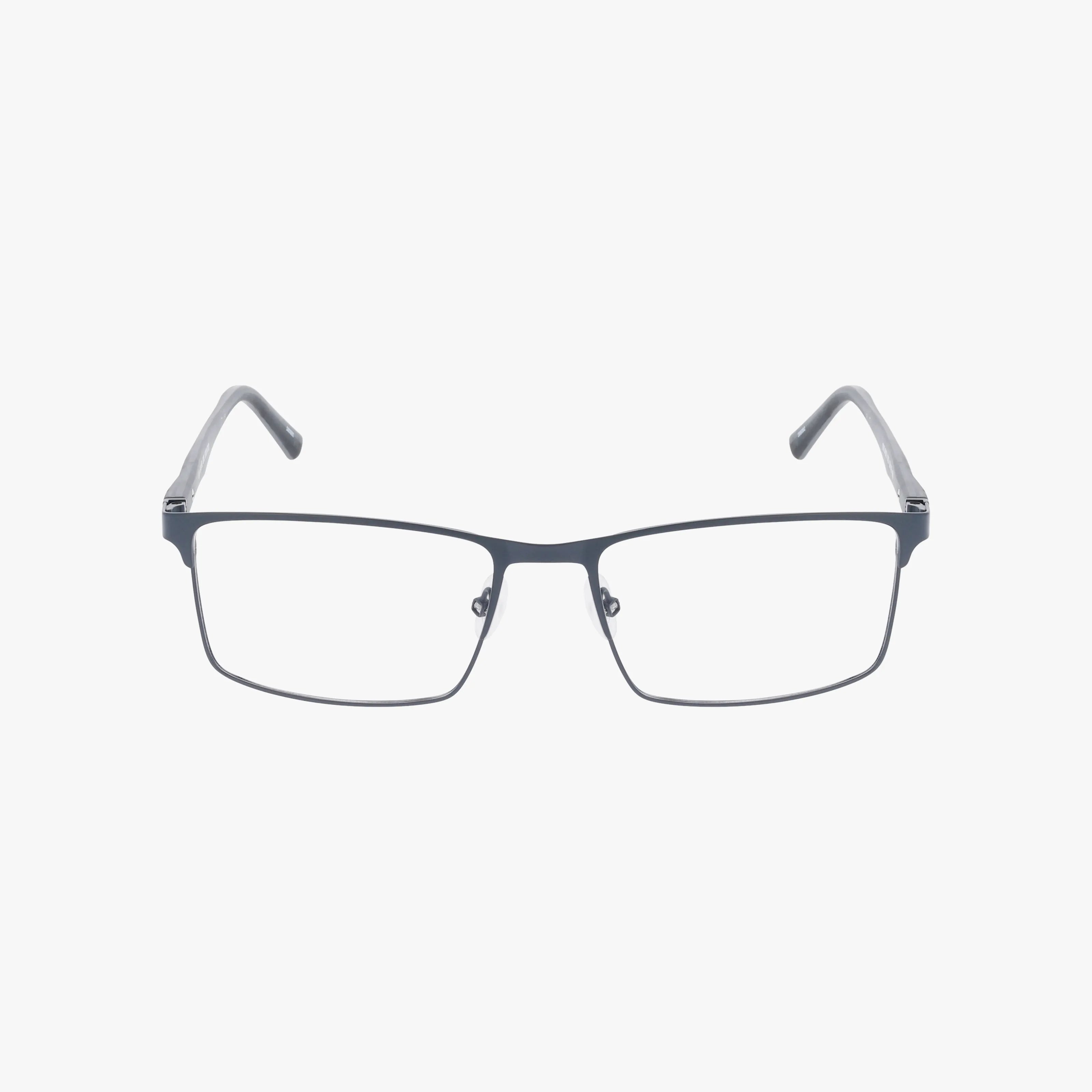 The Champion FL4002 features rectangular, thin-framed eyeglasses with dark metal rims and clear progressive lenses, shown from the front against a plain, light background.