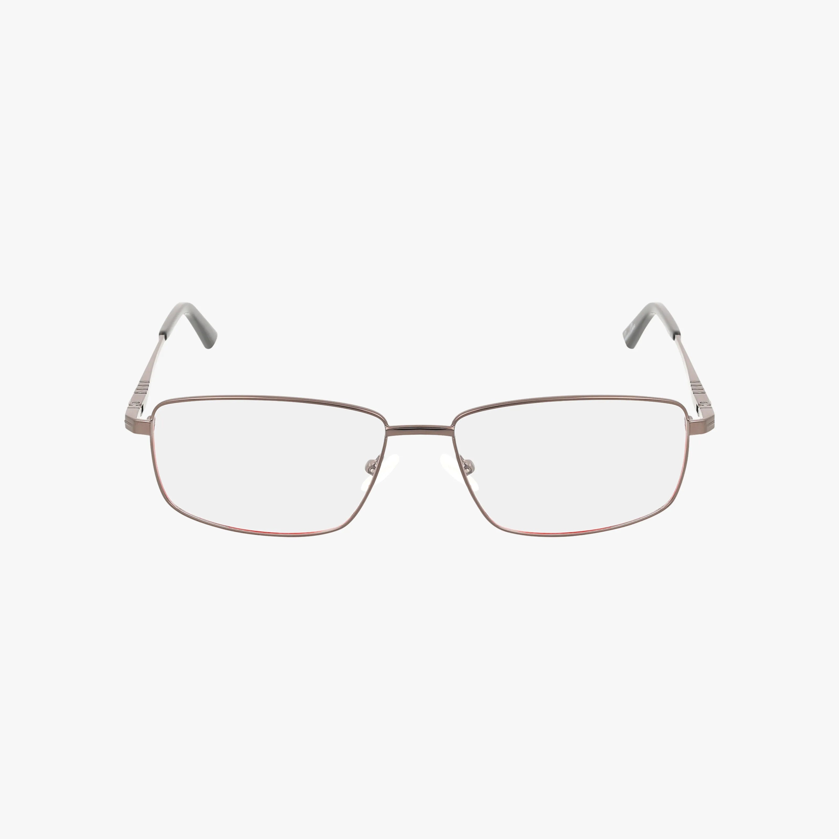 A pair of Wrangler 214 rectangular thin metal eyeglasses with clear prescription lenses and gray temples, shown from the front against a plain white background.
