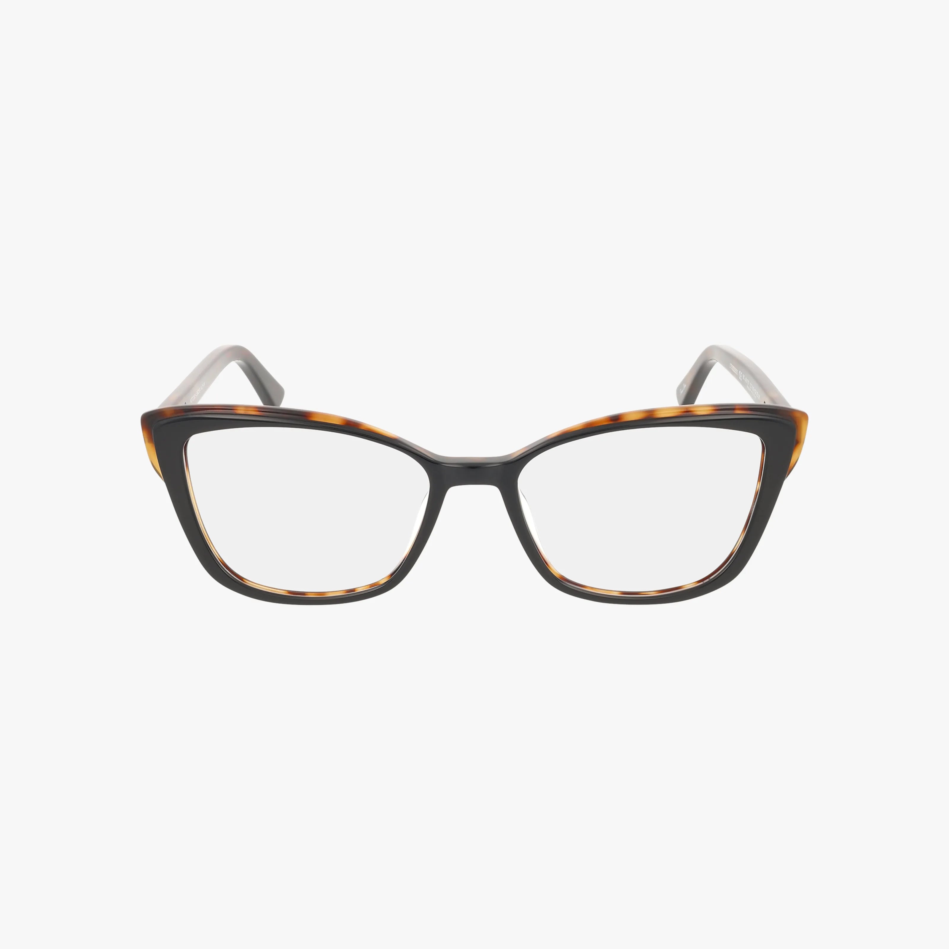 The Kay Unger K270 features cat-eye tortoiseshell frames and clear lenses, shown on a plain white background.