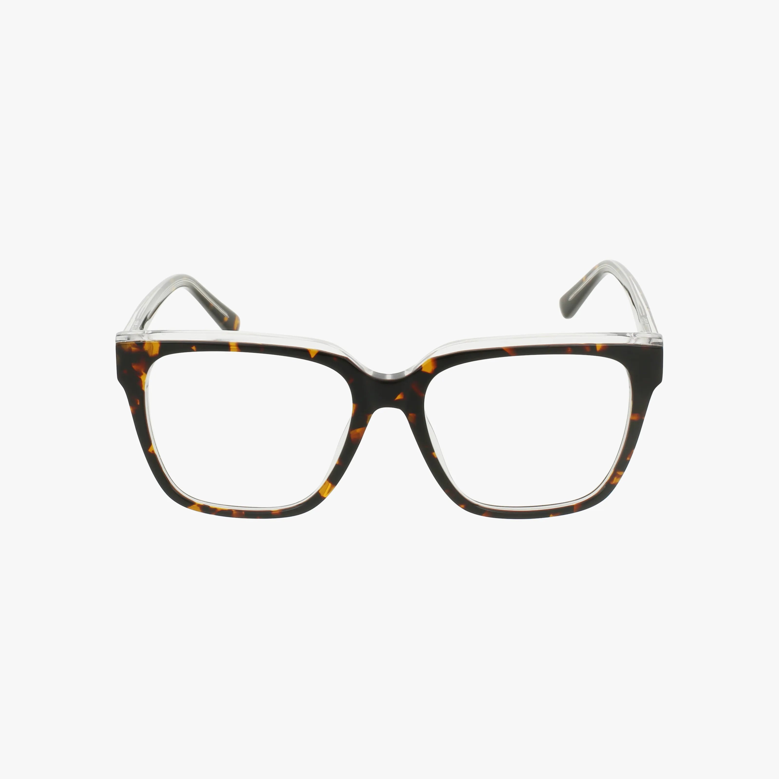 The Lenton & Rusby LR5028 features rectangular eyeglasses with a stylish tortoiseshell-patterned frame and clear lenses, shown on a plain white background.