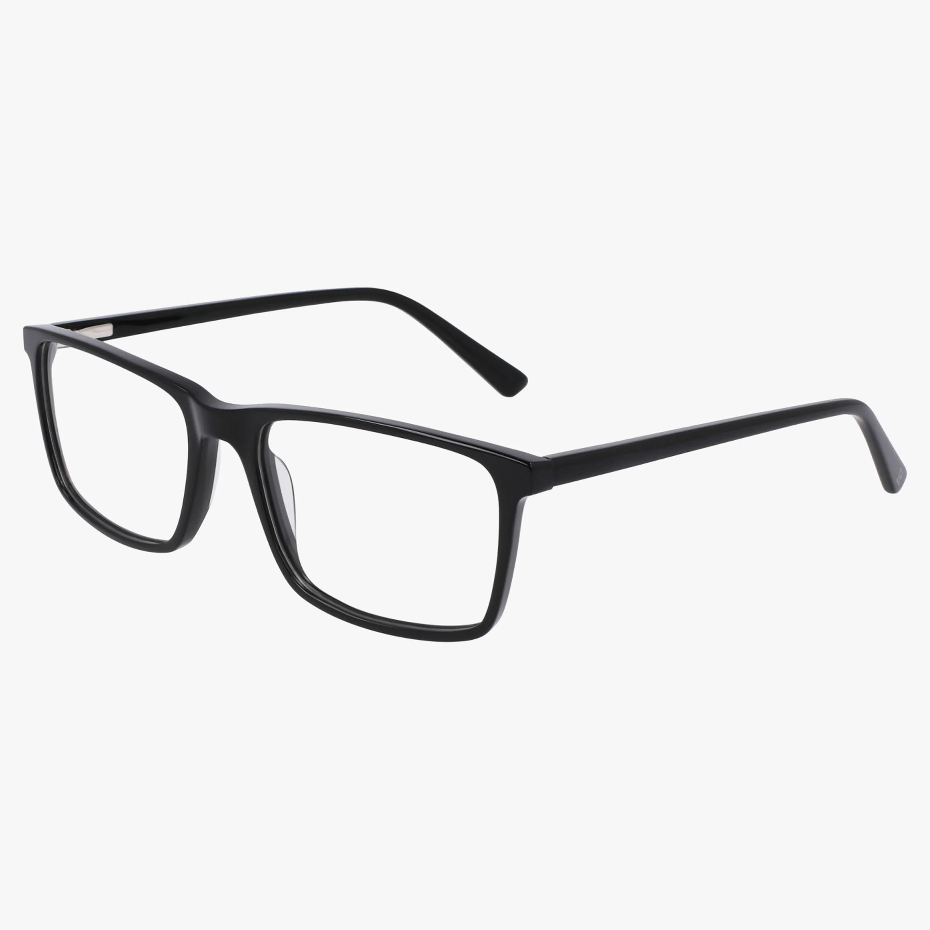 The Lenton & Rusby LR4017 features black rectangular thick plastic frames with clear lenses, ideal for daily wear, displayed on a plain white background.