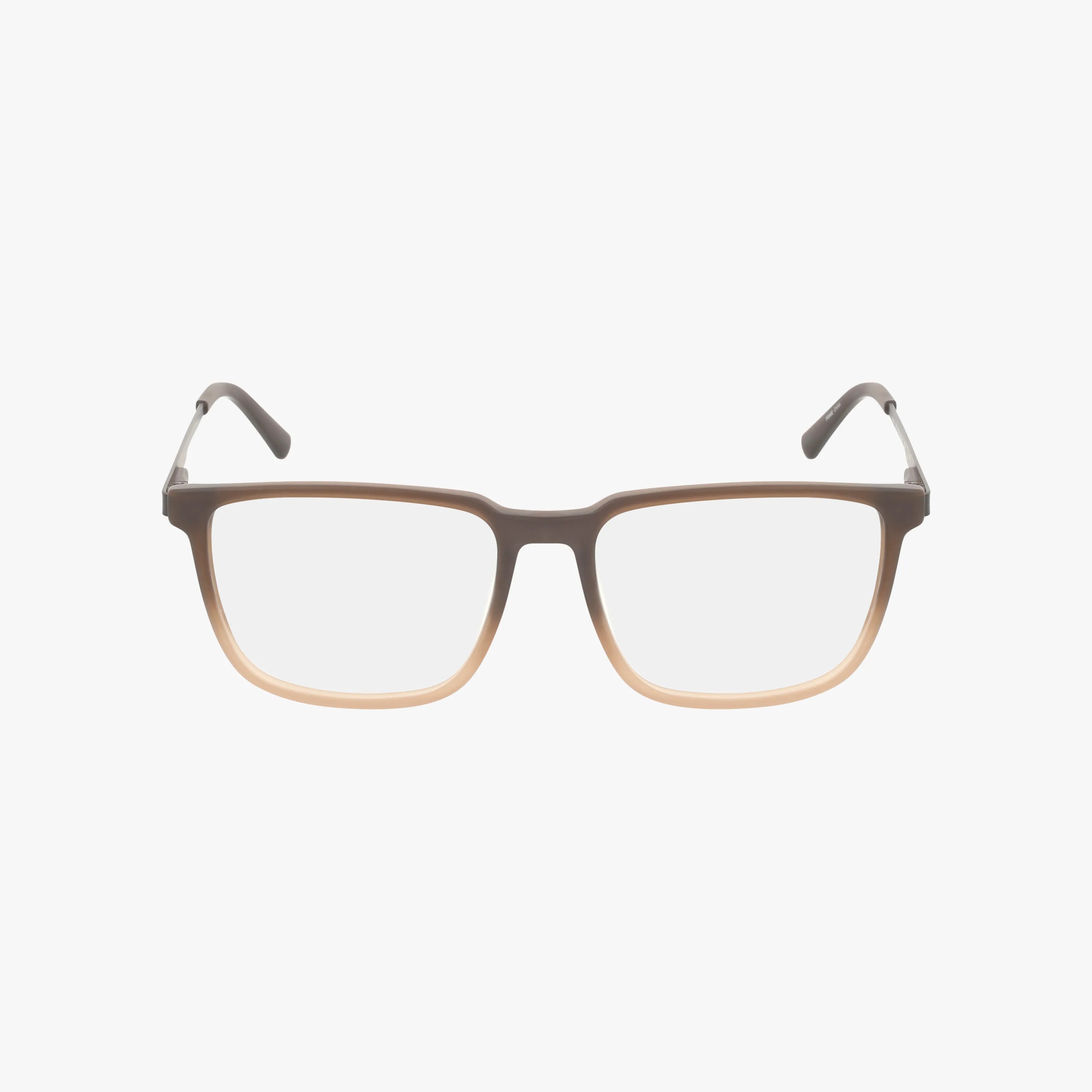 Lenton & Rusby LR4020 rectangular eyeglasses feature a gradient frame that shifts from dark brown on top to light beige below, offering a stylish and practical design, shown on a plain white background.
