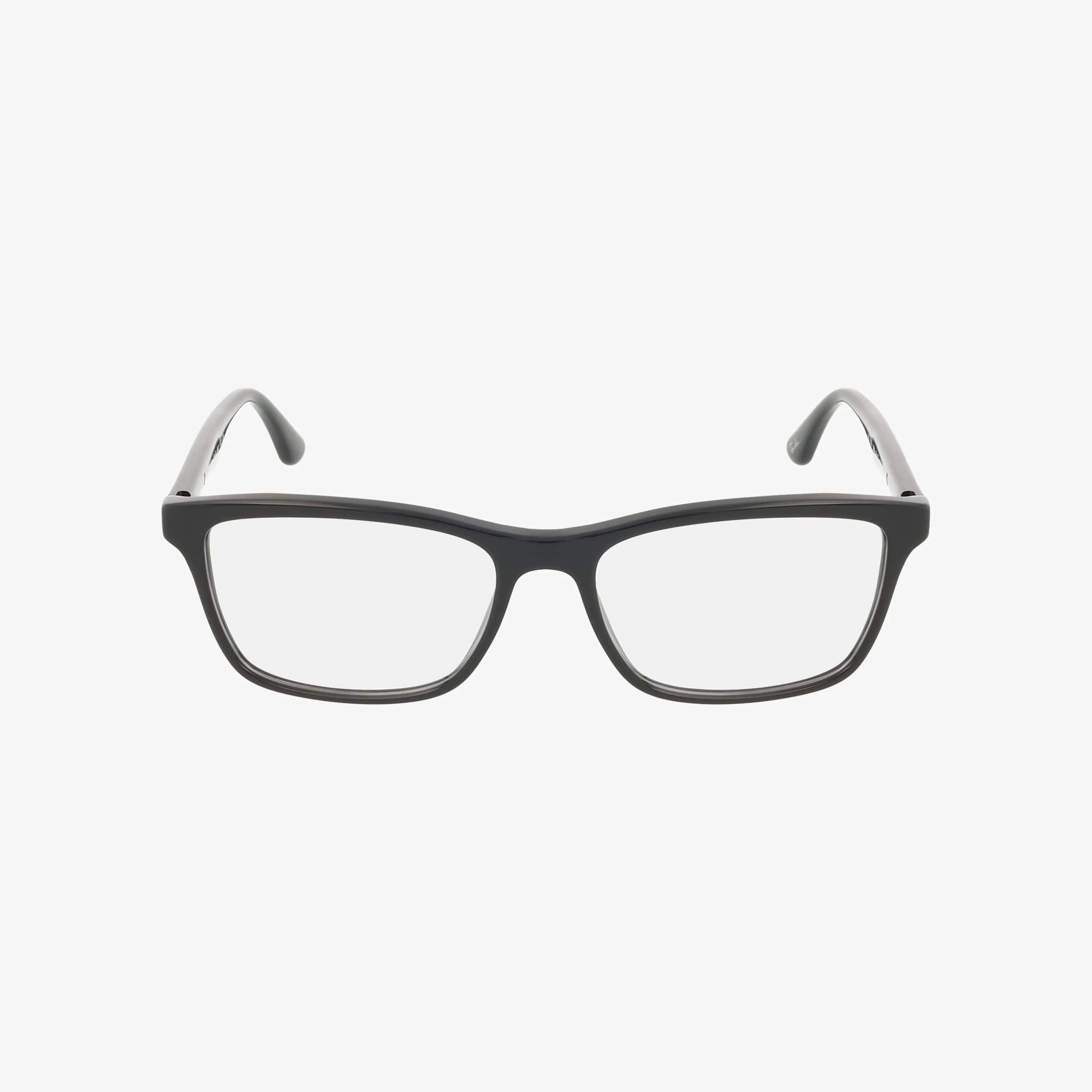 Ray-Ban RX5279 eyeglasses: black rectangular frames with clear lenses, displayed from the front on a plain white background.