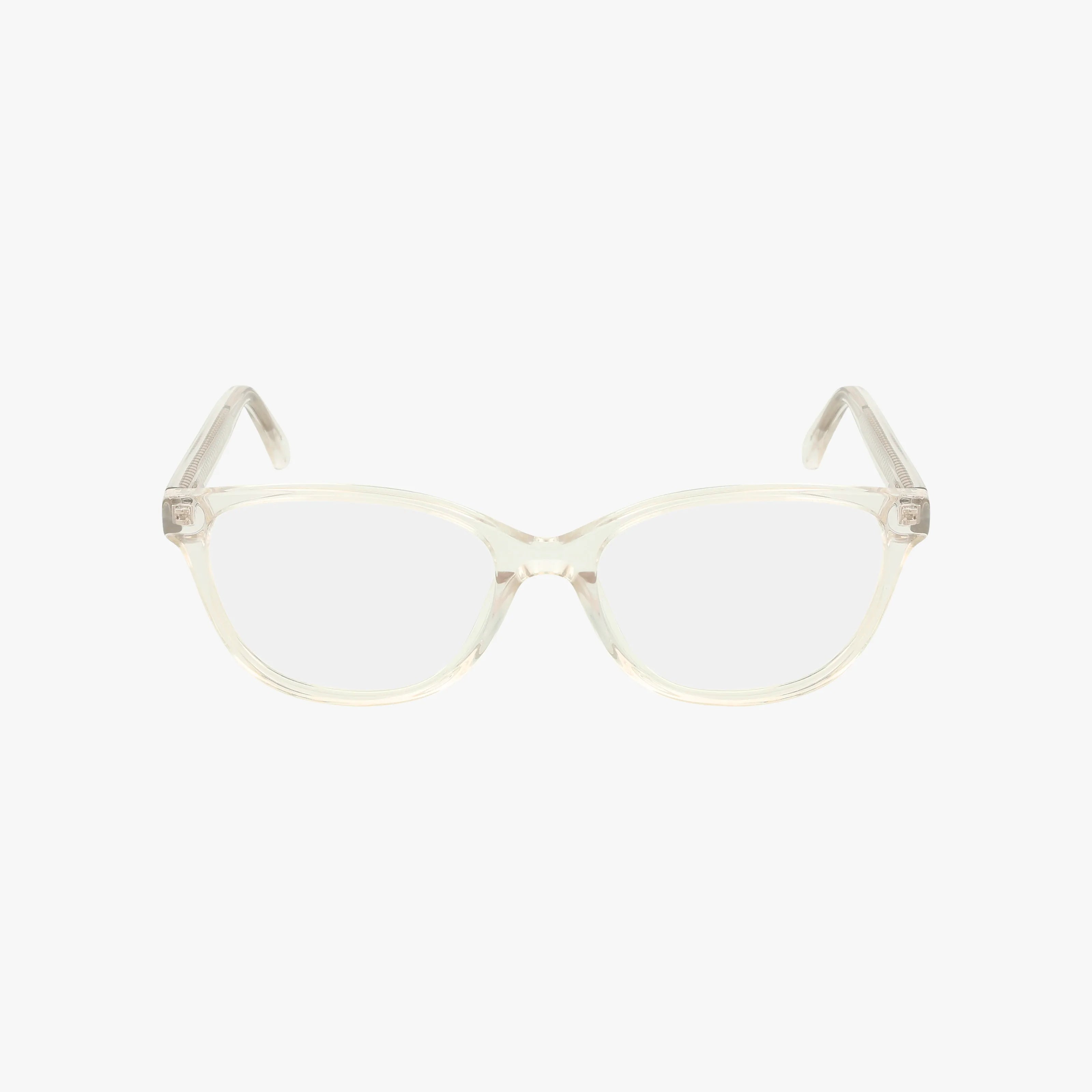 The Eight To Eighty JENNY eyeglasses feature clear, round frames with transparent arms, shown facing forward against a plain white background.