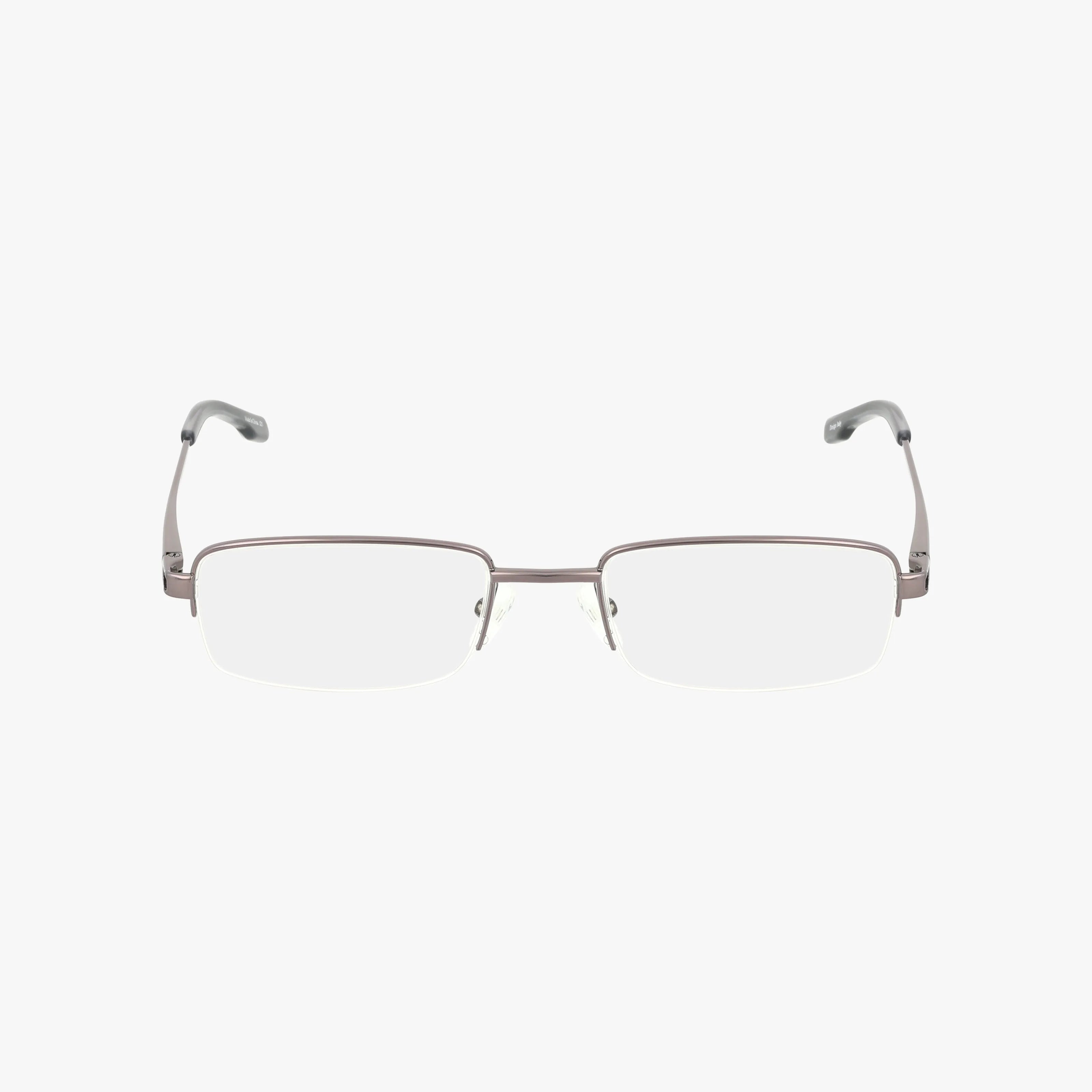 The Precision 105 features rectangular, rimless eyeglasses with a stylish frame made from modern materials and clear lenses, shown on a plain white background.