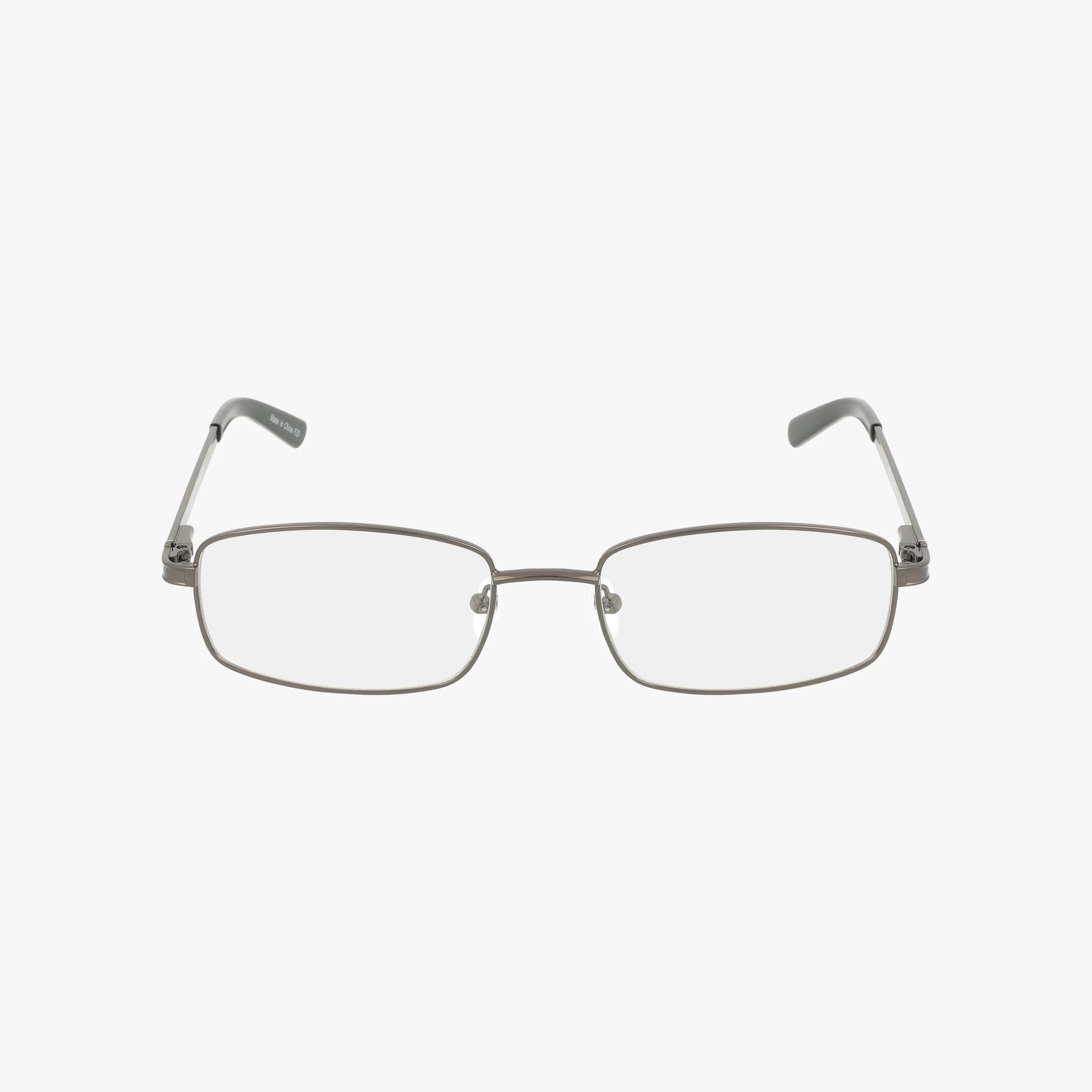 The Fregossi 625 eyeglasses feature a rectangular silver metal frame with clear lenses, thin straight arms, and subtle curved ends, all displayed against a plain white background for a stylish and balanced look.