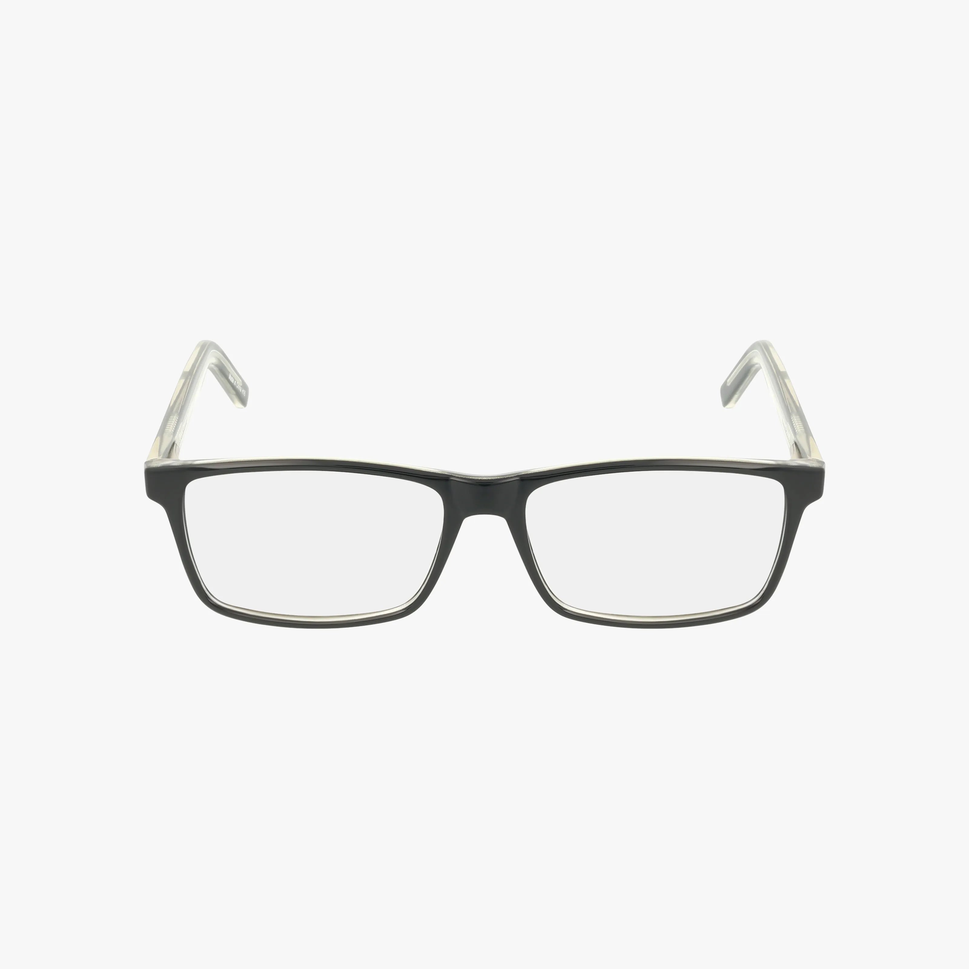 The CNBCN 39 eyeglasses feature a black rectangular frame with clear lenses and semi-transparent temple arms, displayed on a plain white background.