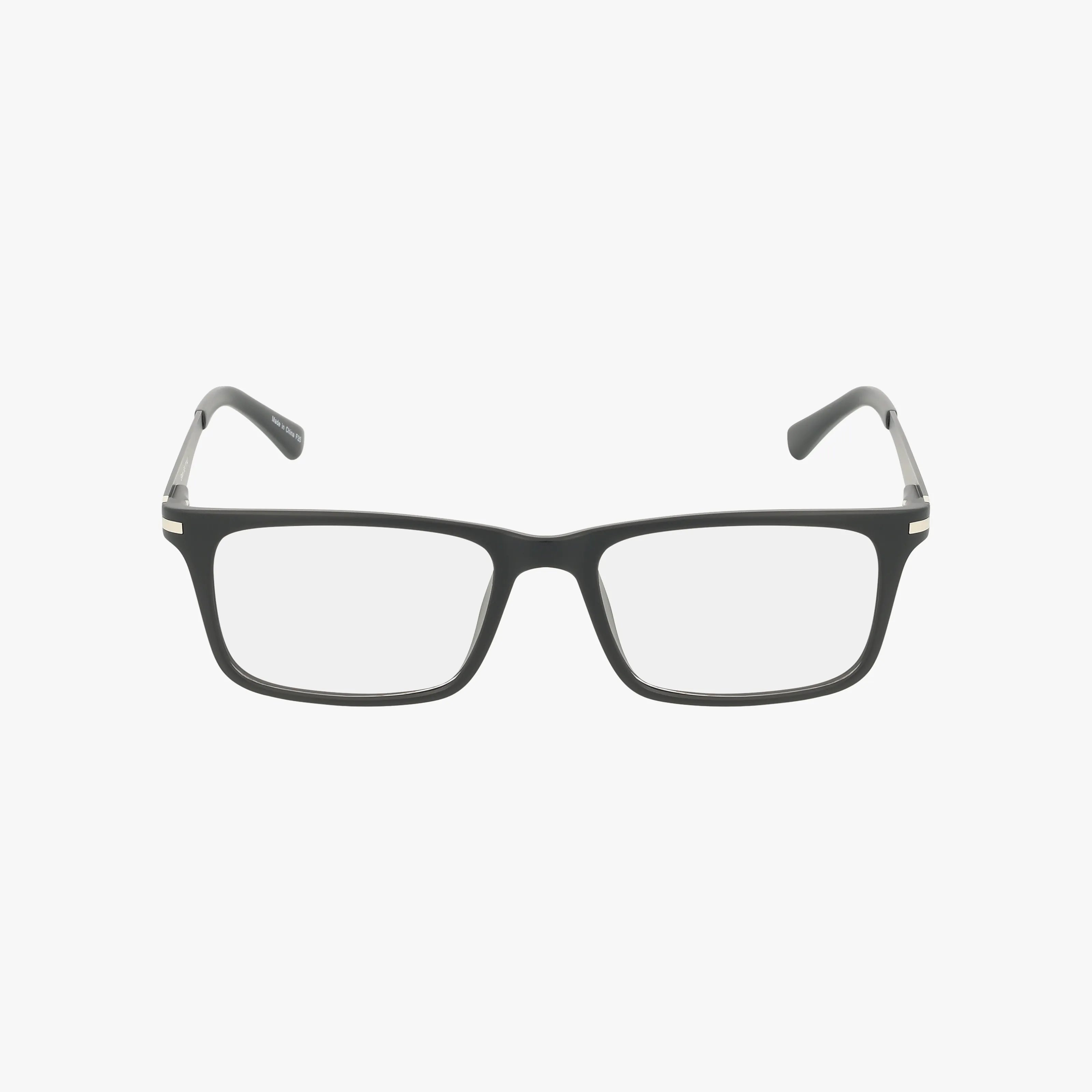 Fregossi 450: Black rectangular eyeglasses with clear lenses, displayed front-facing on a white background, featuring bold design and durable quality for daily wear.